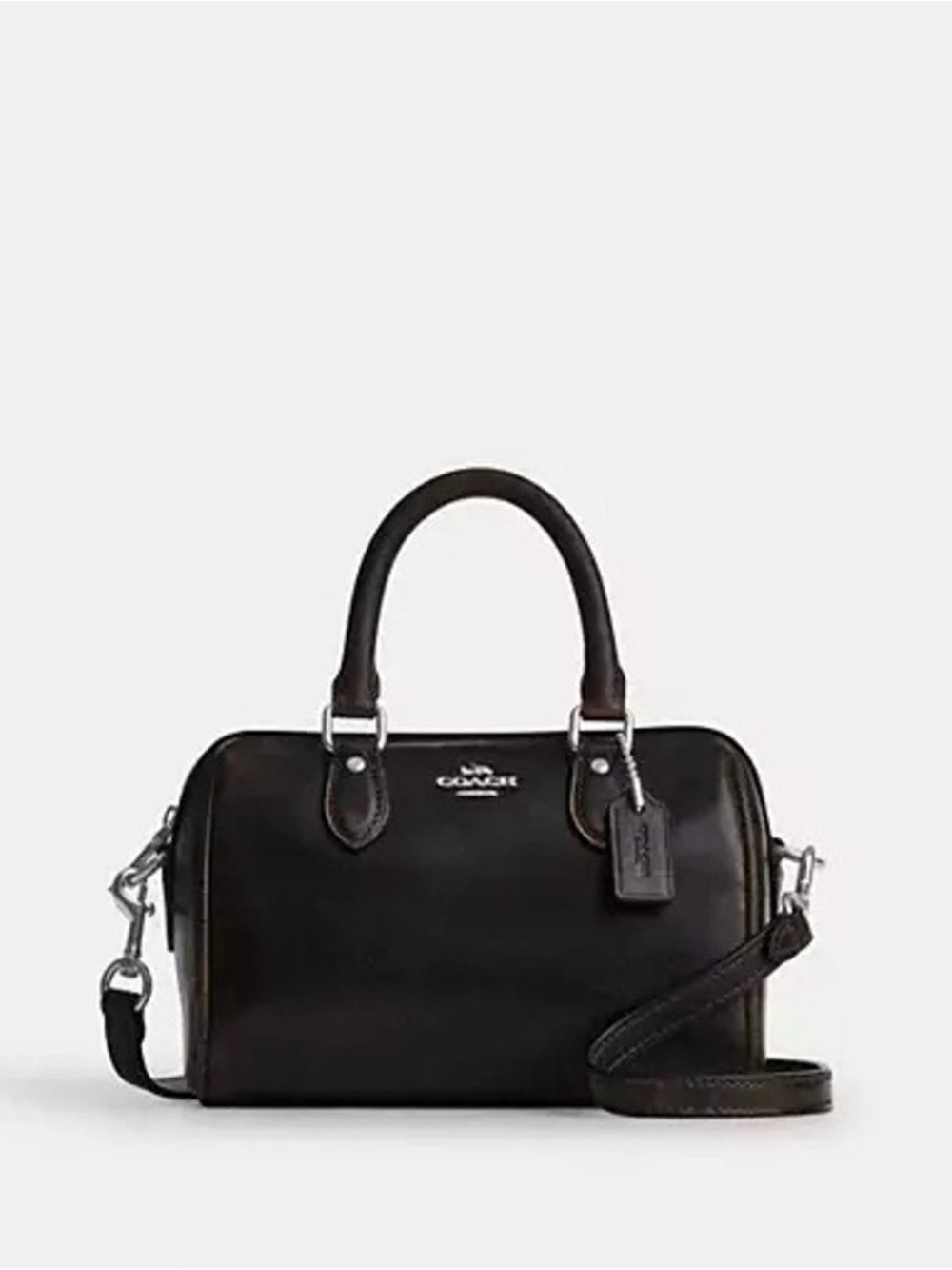 NEW Coach mini Rowan Crossbody Bag in Loved leather CEN 22 Silver / black brow